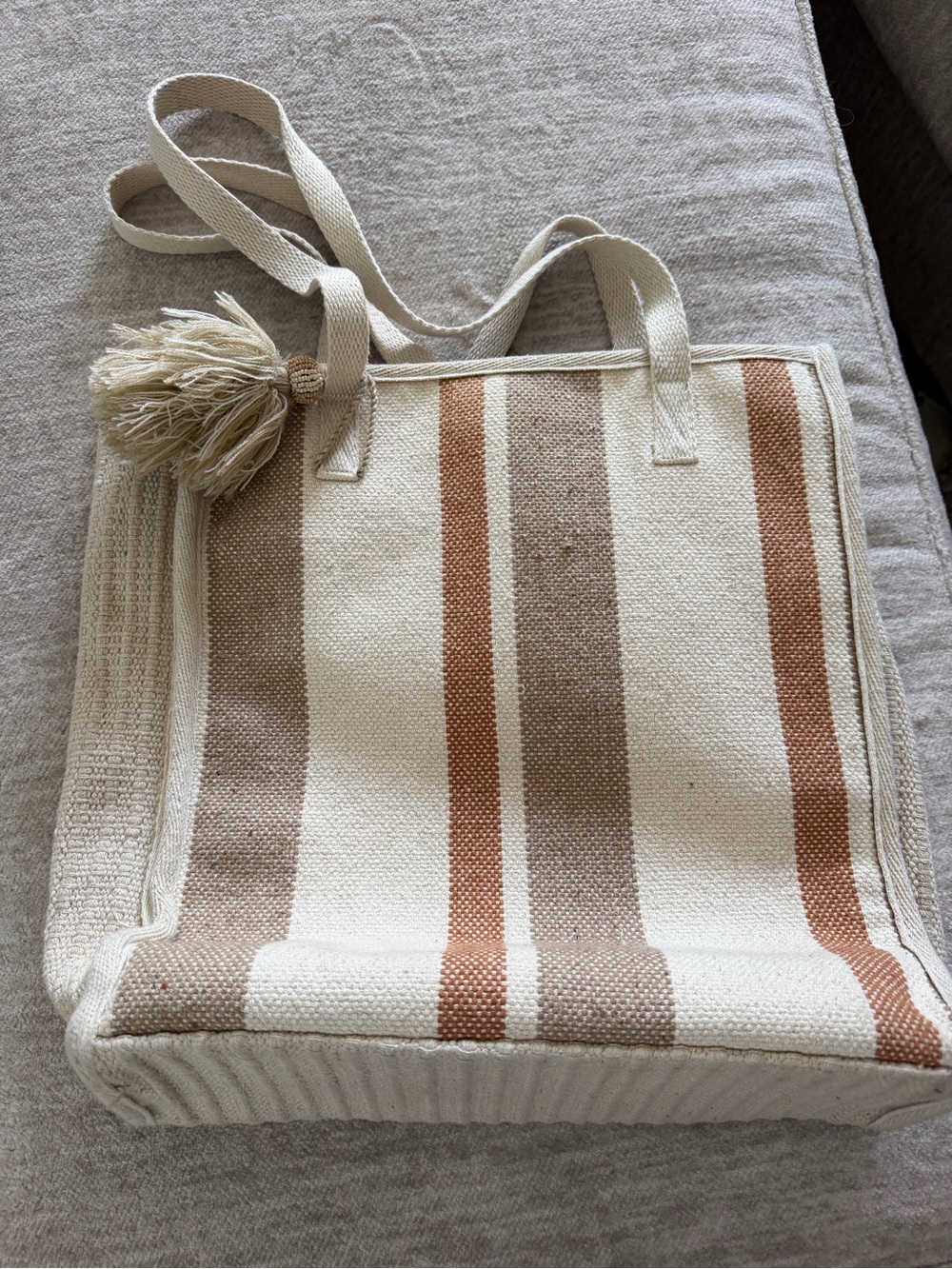 Women's Striped Canvas Tote Bag